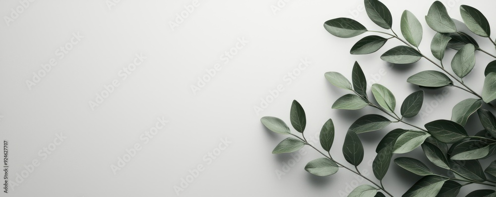 Serene Monochrome Close-Up of Lush Foliage Plant on Solid Color Background, Generative Ai Serene Monochrome Close-Up of Lush Foliage Plant on Solid Color Background, Generative Ai
