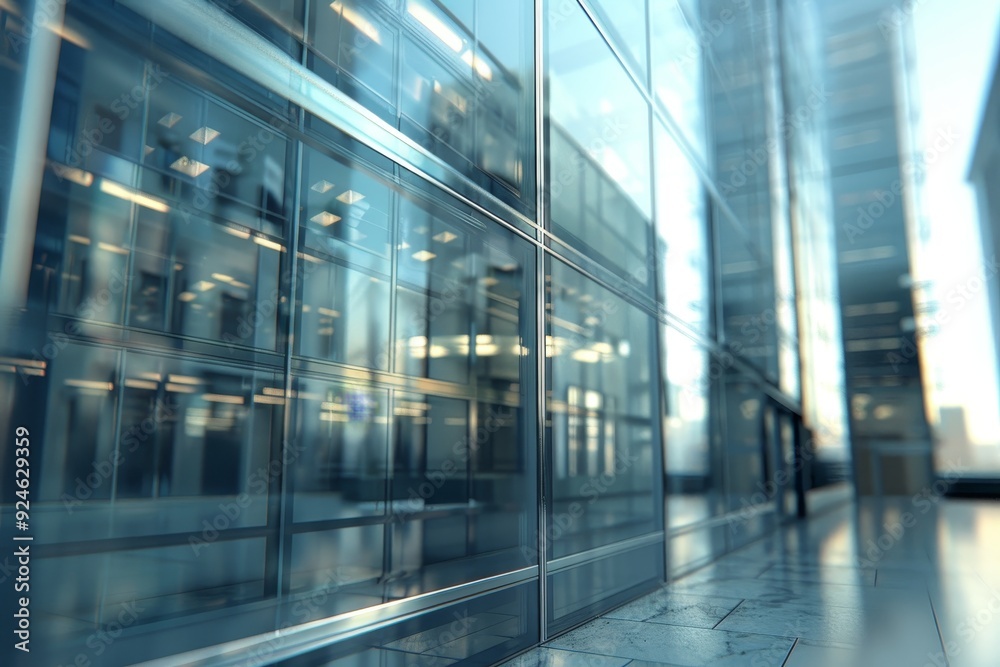 Modern glass bank building in shallow depth of field, 3d rendered architectural design Modern glass bank building in shallow depth of field, 3d rendered architectural design