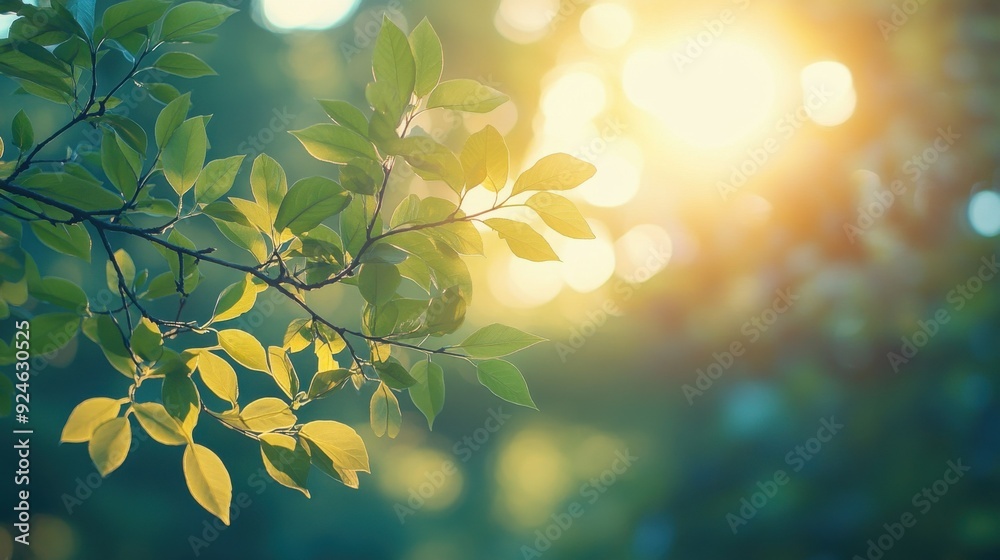 Serene Green Leaves Illuminated by Soft Sunlight Serene Green Leaves Illuminated by Soft Sunlight