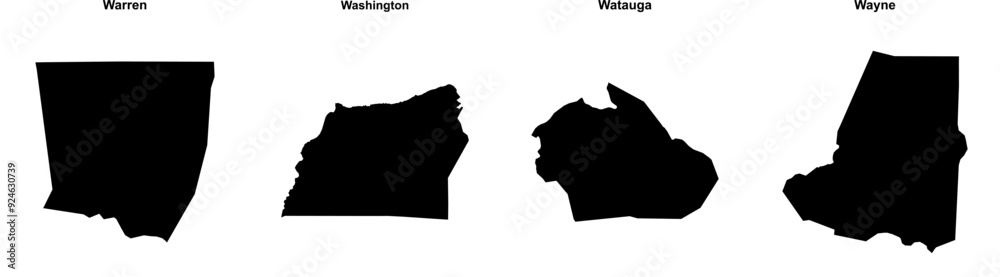 Warren, Washington, Watauga, Wayne outline maps Warren, Washington, Watauga, Wayne outline maps