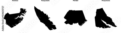 Pamlico, Pasquotank, Pender, Perquimans outline maps photo