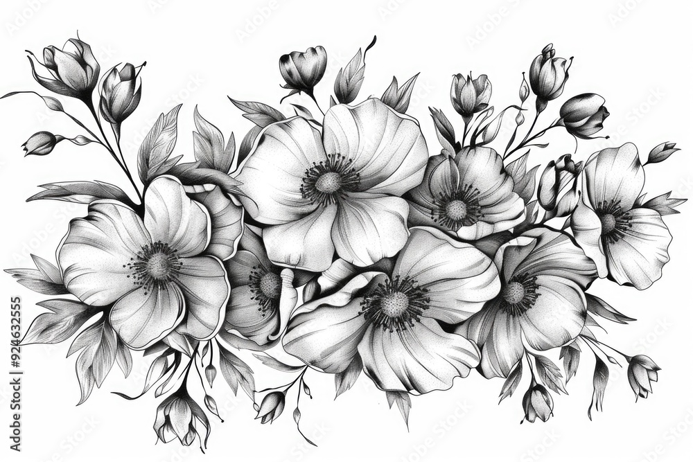 A colorful illustration of a bouquet of flowers A colorful illustration of a bouquet of flowers