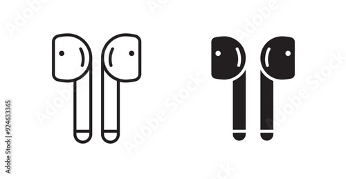 Earbuds vector icon in solid and outline style photo