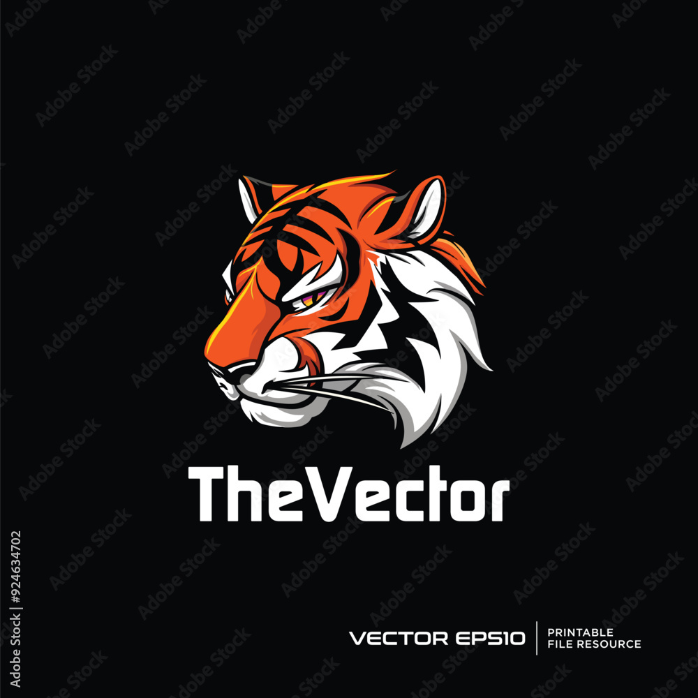 Fototapeta premium Tiger head mascot, vector, logo, character, cartoon, illustration, eps10