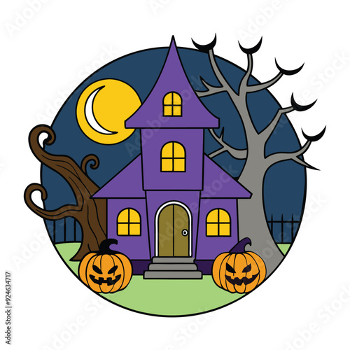  Eerie Haunted House Vector Illustration.
