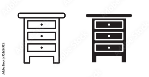 Chest of drawers vector icon in solid and outline style