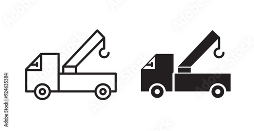 Car crane vector icon in solid and outline style