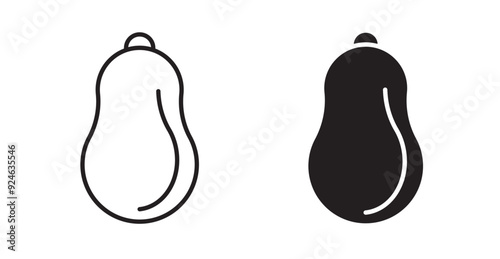 Butternut squash vector icon in solid and outline style