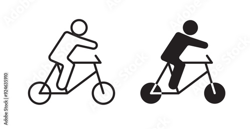 Bicycle rider vector icon in solid and outline style