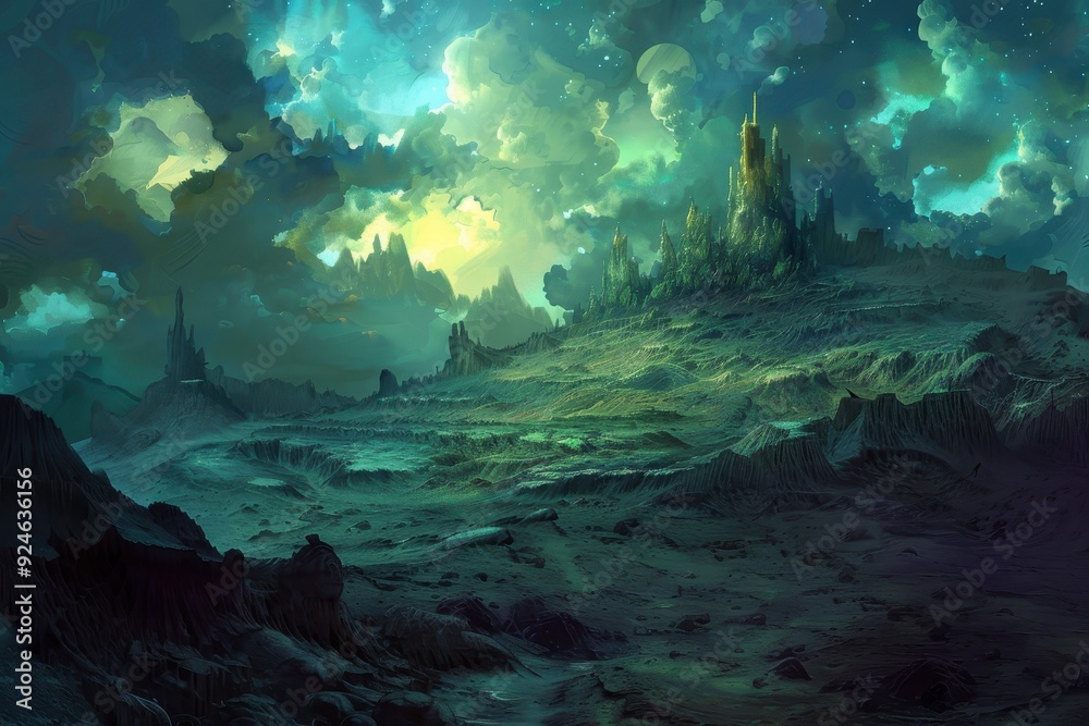 Fantastical Cityscape Under a Starry Sky Fantastical Cityscape Under a Starry Sky