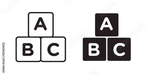 Baby ABC cubes vector icon in solid and outline style