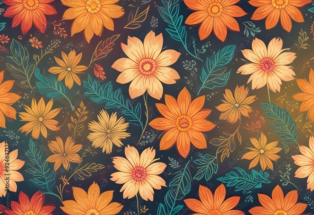 Tropical leave and flowers pattern Tropical leave and flowers pattern