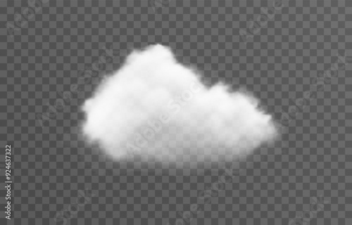 Realistic cloud, smoke or fog on an isolated transparent background. Vector cloud png.