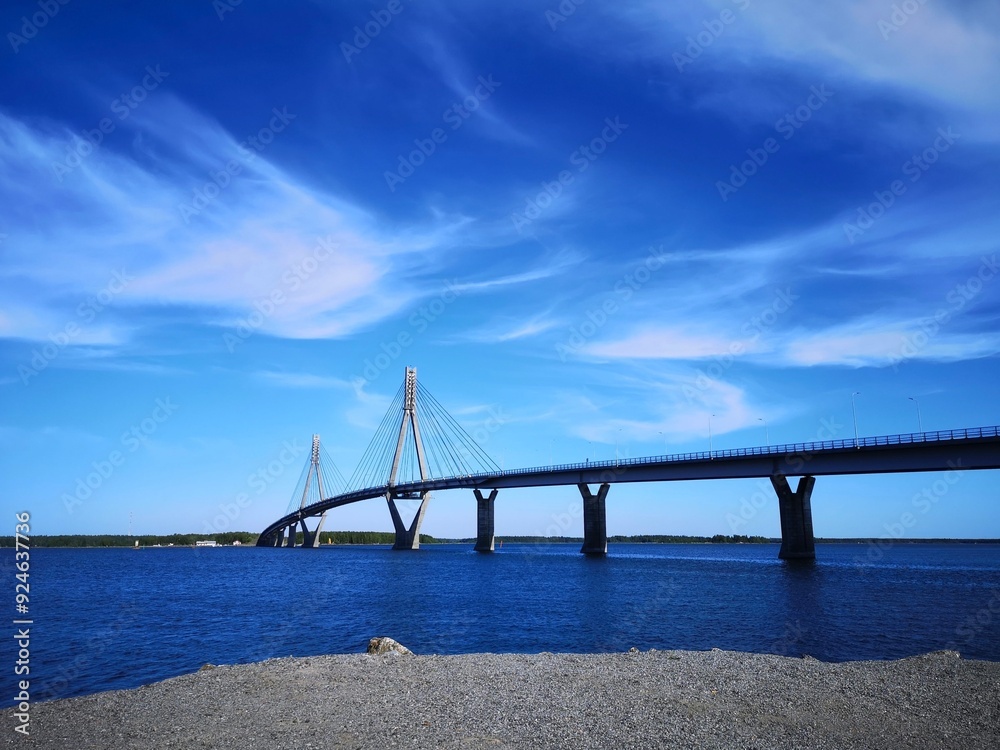 Blue sky and the bridge of Raippaluoto, Vaasa, Finland captured on a sunny summer day Blue sky and the bridge of Raippaluoto, Vaasa, Finland captured on a sunny summer day