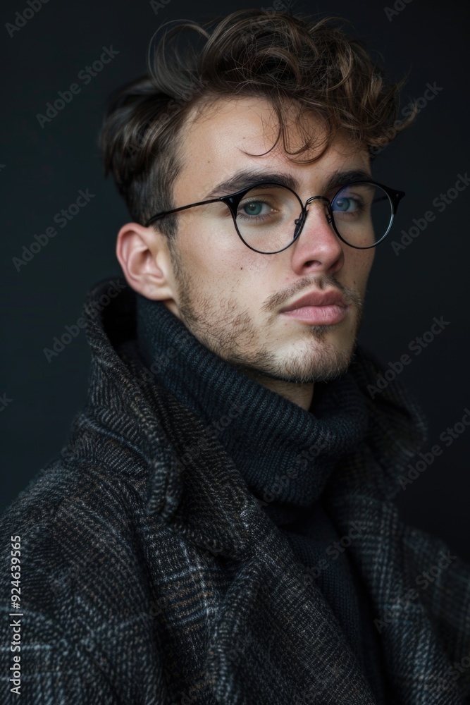 A person wearing glasses and a scarf on his head A person wearing glasses and a scarf on his head