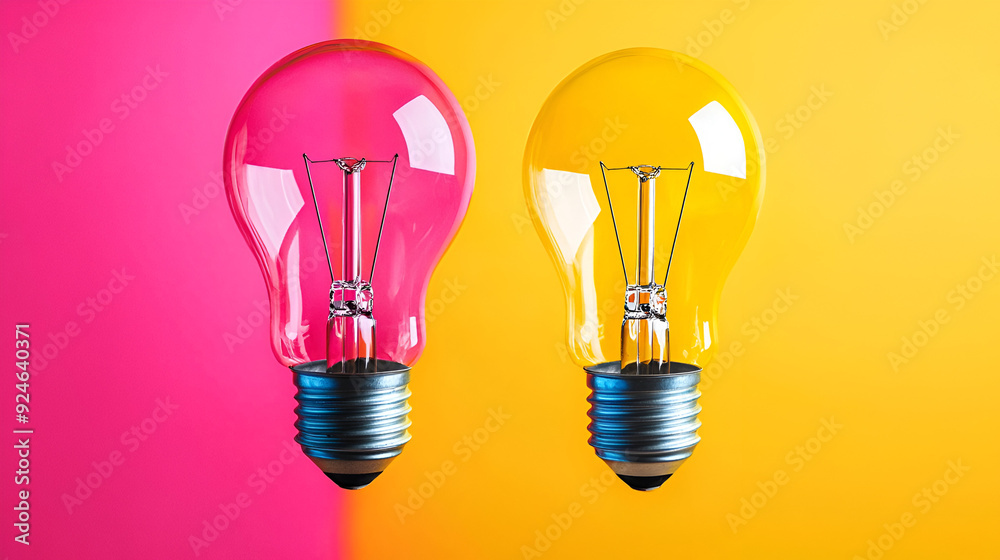Bright and colorful light bulbs on a vibrant background, perfect for illustrating energy, creativity, and innovation concepts. Bright and colorful light bulbs on a vibrant background, perfect for illustrating energy, creativity, and innovation concepts.