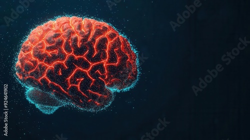 Brain with neural connections glowing, critical thinking, 3D illustration