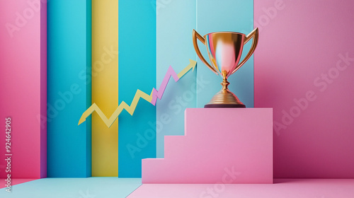 Pastel trophy of success wi...