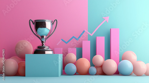 Pastel trophy of success wi...