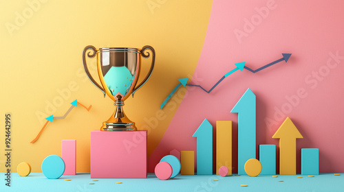 Pastel trophy of success wi...