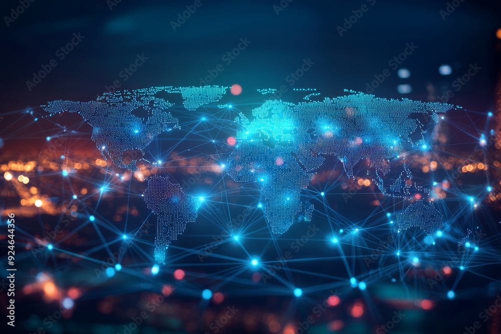 Global Digital Business Network Connection Illustration created with Generative AI