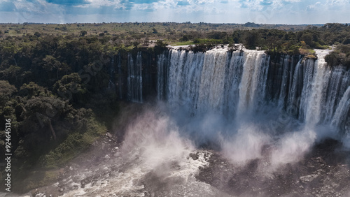 Fototapeta Naklejka Na Ścianę i Meble -  Kalandula Waterfall cascading beautifully in Angola under a clear sky