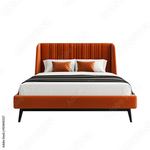 Modern bed isolated on transparent or white background