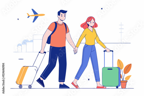 Couple Traveling Together at Airport