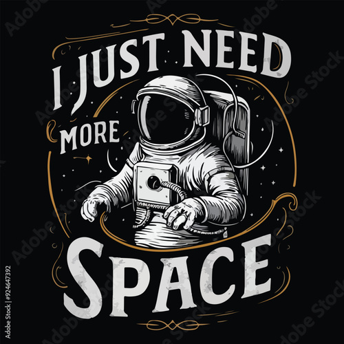 astronaut space Vintage Tshirt design 1