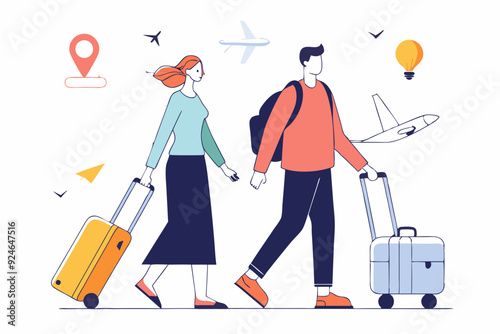 Couple Traveling with Luggage