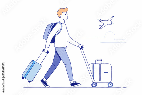 Young Man Traveling with Luggage