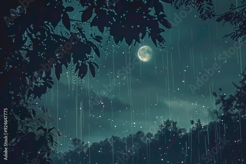 Peaceful atmosphere in a rainy morning scene