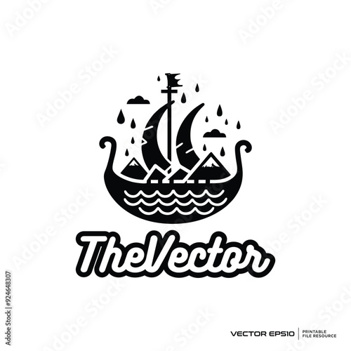 Viking ship mascot, vector, logo, character, cartoon, illustration, eps10