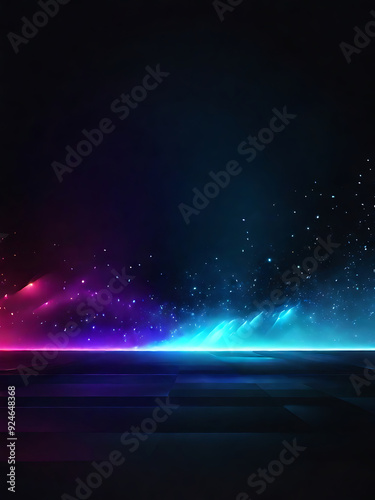 blue spectrum lights tech black party club neon lights abstract wave technology background. ai