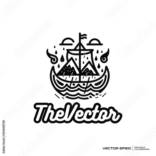 Viking ship mascot, vector, logo, character, cartoon, illustration, eps10