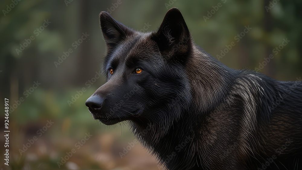 A series of striking black wolf portraits set against a clean white background, emphasizing the wolf's powerful features A series of striking black wolf portraits set against a clean white background, emphasizing the wolf's powerful features