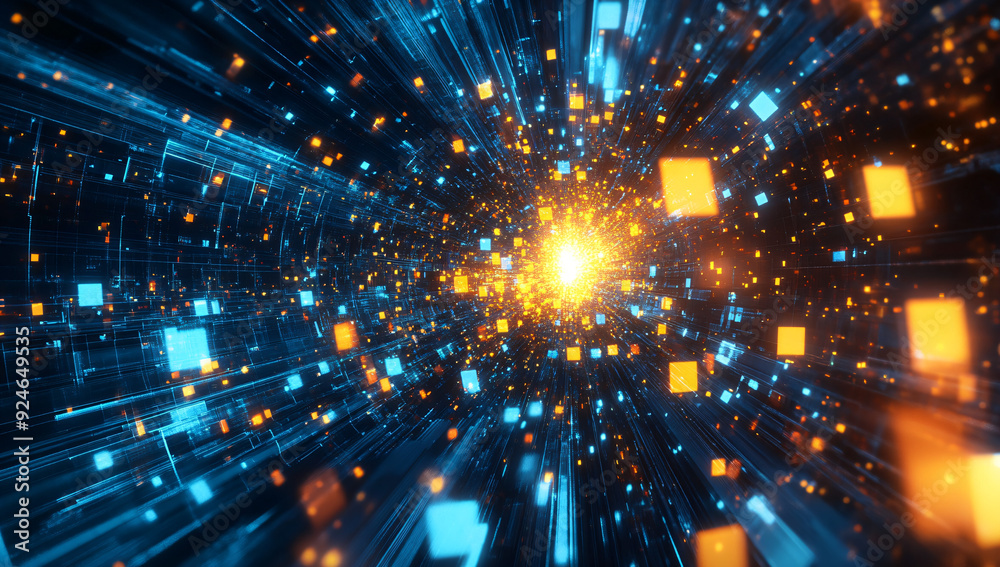 Fototapeta premium Abstract Digital Tunnel.