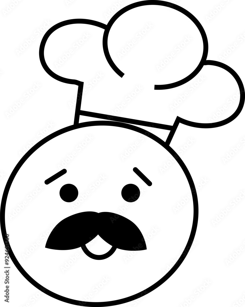 Chef in cooking hat line icon. Restaurant, menu, professional, occupation. Cooking concept. Vector illustration can be used for topics like catering Chef in cooking hat line icon. Restaurant, menu, professional, occupation. Cooking concept. Vector illustration can be used for topics like catering