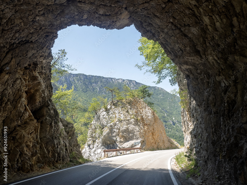 In Montenegro, there are many tunnels carved into the rock.