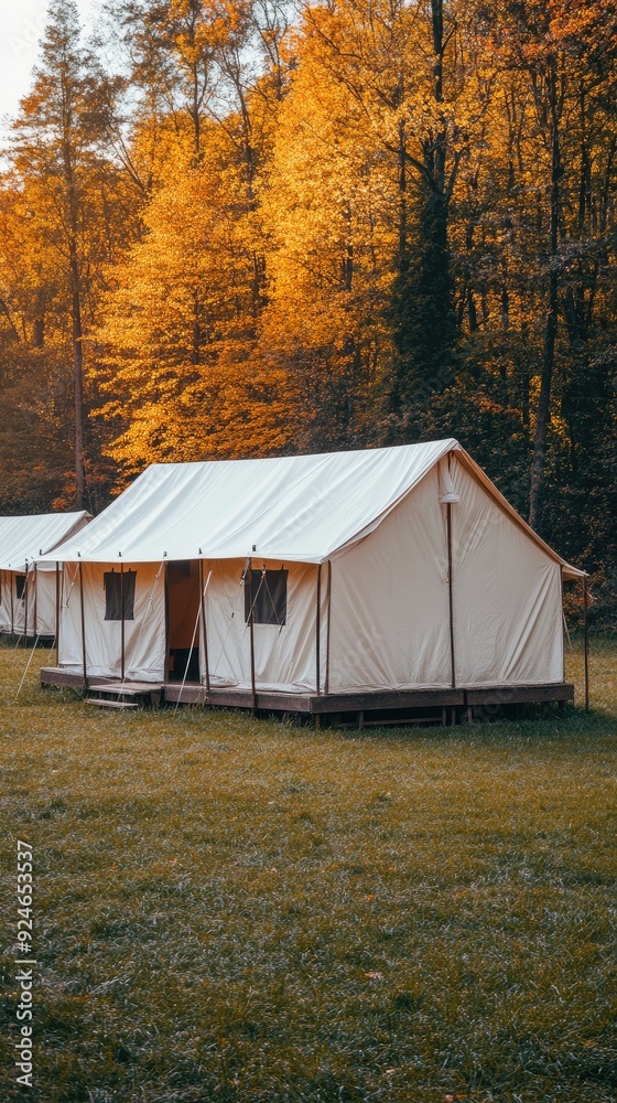 Soldiers' camping tents at The Great Terrace military camp during a sunny summer day in Canada's Valley Hamburger Soldiers' camping tents at The Great Terrace military camp during a sunny summer day in Canada's Valley Hamburger
