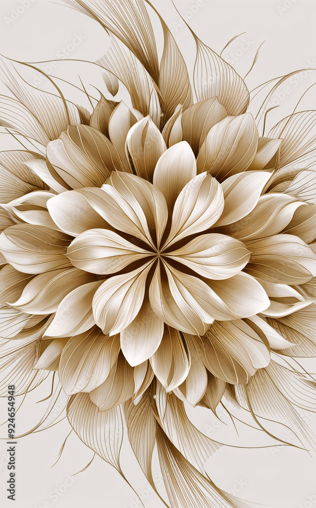 A stunning and captivating floral illustration featuring a harmonious arrangement of large, vibrant gold and white flower A stunning and captivating floral illustration featuring a harmonious arrangement of large, vibrant gold and white flower