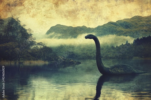 Photography A Cryptid Monster in a Misty Mountain Lake