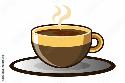A steaming cup of coffee with a saucer