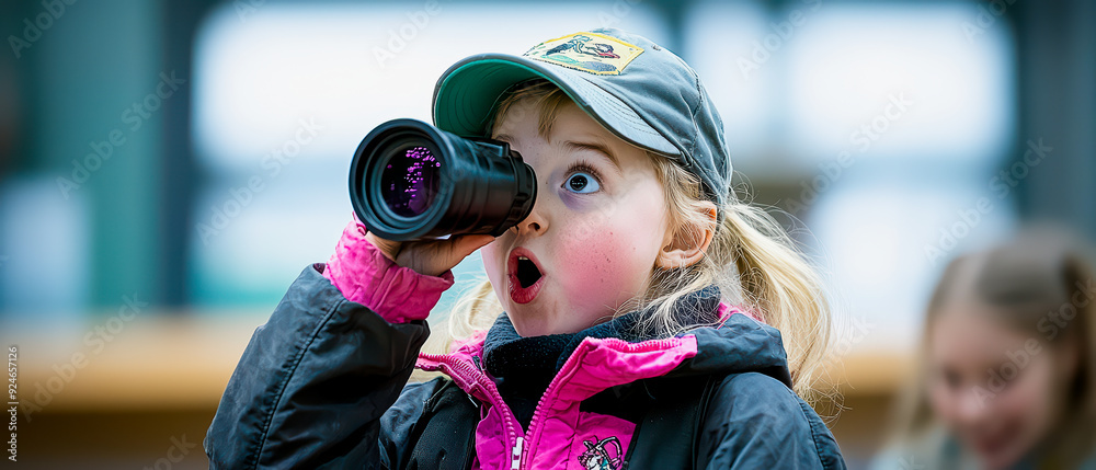 A curious girl excitedly observes the world through a camera lens, capturing moments with joy and wonder. A curious girl excitedly observes the world through a camera lens, capturing moments with joy and wonder.