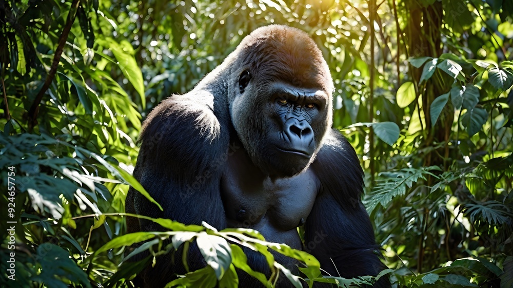 Obraz premium Gorilla in a Jungle Clearing