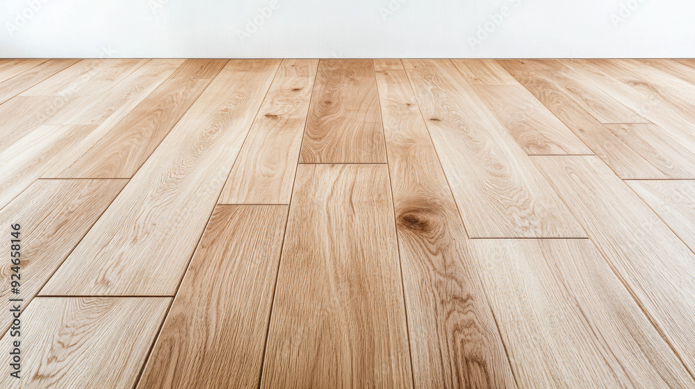 A background of light oak wood floor featuring clean uniform planks with visible grain and knots creating a natural airy look A background of light oak wood floor featuring clean uniform planks with visible grain and knots creating a natural airy look