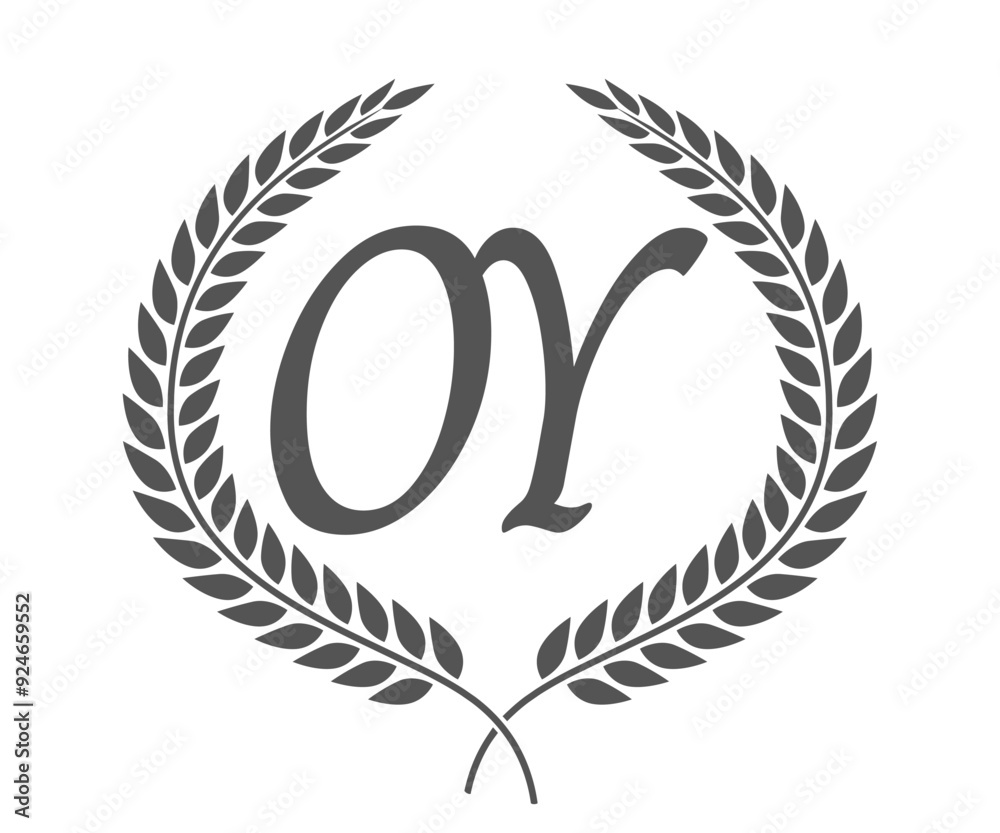 Initial letter O and Y, OY monogram logo design with laurel wreath. Luxury calligraphy font. Initial letter O and Y, OY monogram logo design with laurel wreath. Luxury calligraphy font.