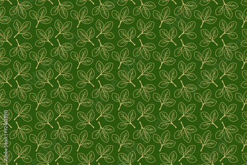 Hand drawn floral pattern vector design. Simple ornament with plant and leaf.