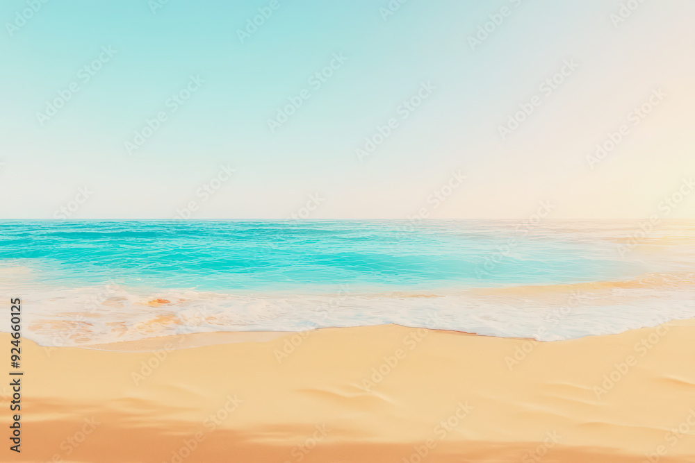 A serene beach scene with golden sand, gentle waves, and a clear blue sky, perfect for relaxation and vacation imagery. A serene beach scene with golden sand, gentle waves, and a clear blue sky, perfect for relaxation and vacation imagery.