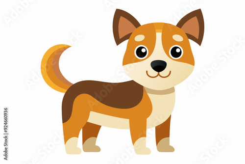 Cartoon Illustration of a Smiling Brown and Orange Dog
